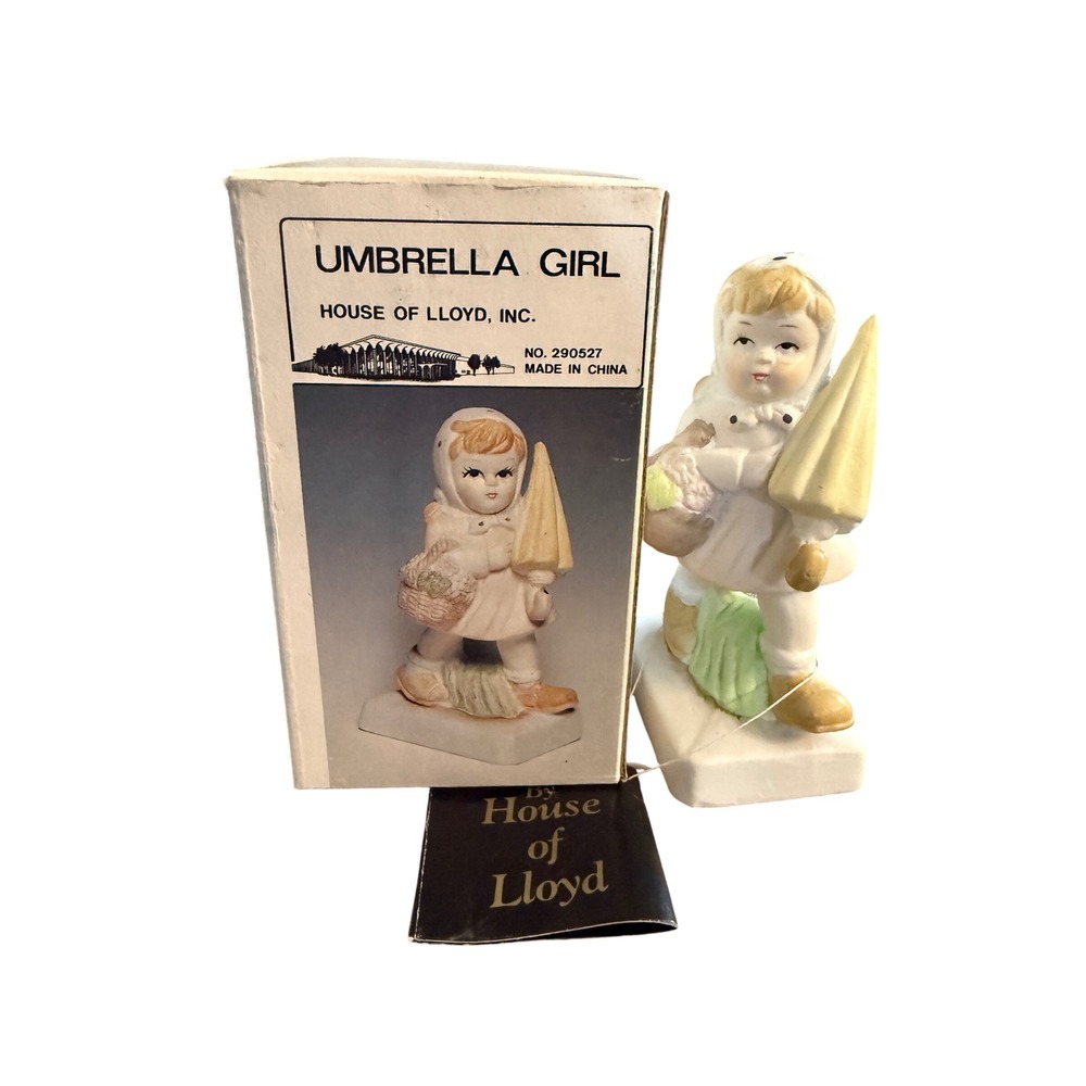 House of Lloyd Umbrella Girl Ceramic Figurine 290527 Hand Painted Vintage Boxed